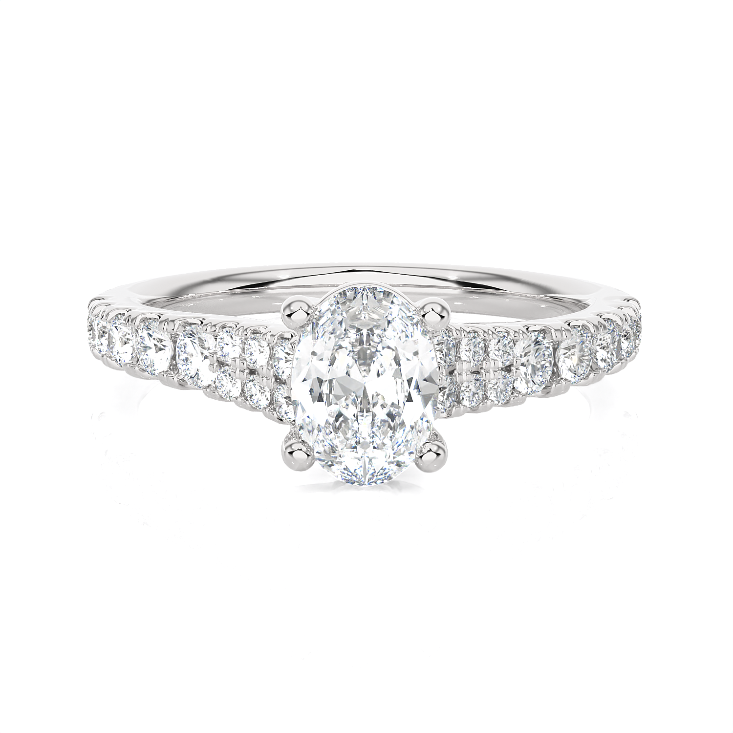1 3/8 ctw Round Lab Grown Diamond Side Stone Engagement Ring