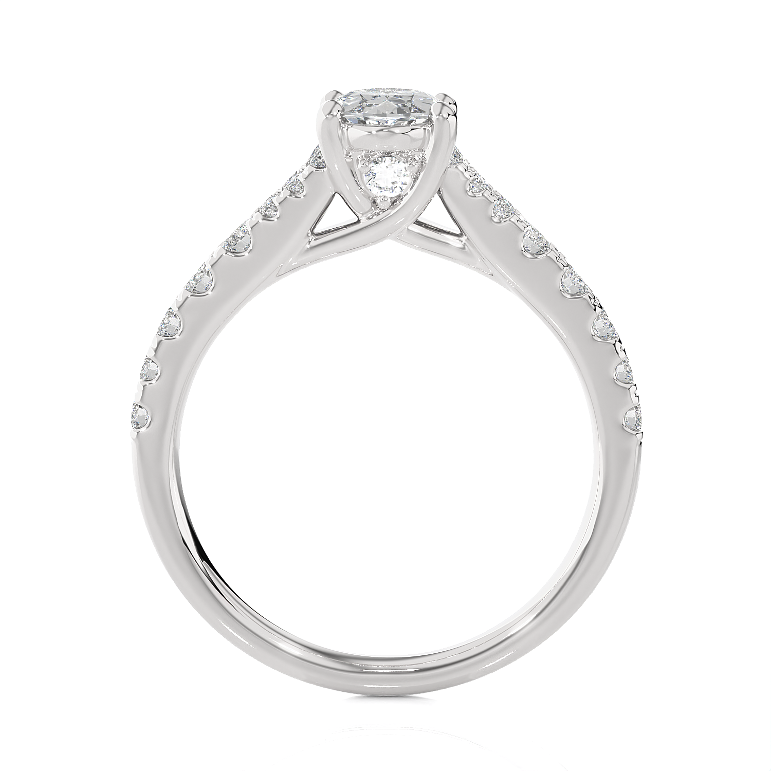 1 3/8 ctw Round Lab Grown Diamond Side Stone Engagement Ring