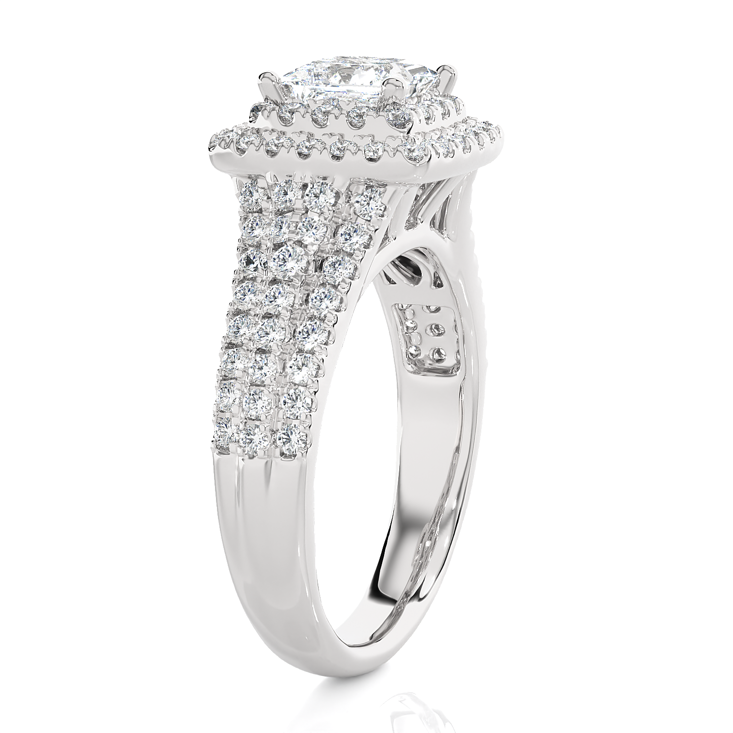 1 3/4 ctw Princess-Cut Lab Grown Diamond Halo Engagement Ring