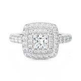 Princess-Cut Lab Grown Diamond Halo Engagement Ring