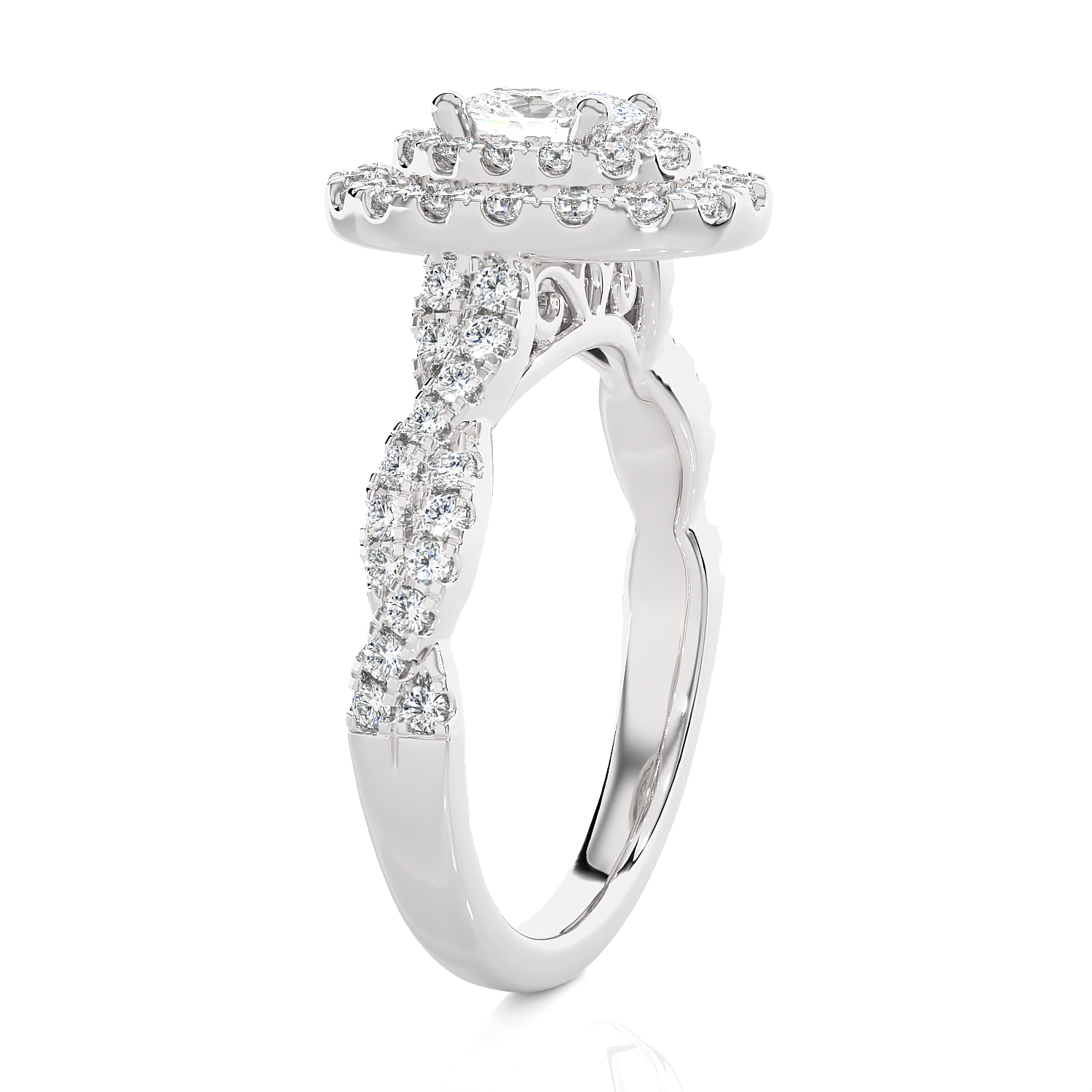 1 1/3 ctw Oval Lab Grown Diamond Halo Engagement Ring