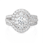 1 5/8 ctw Oval Lab Grown Diamond Halo Engagement Ring