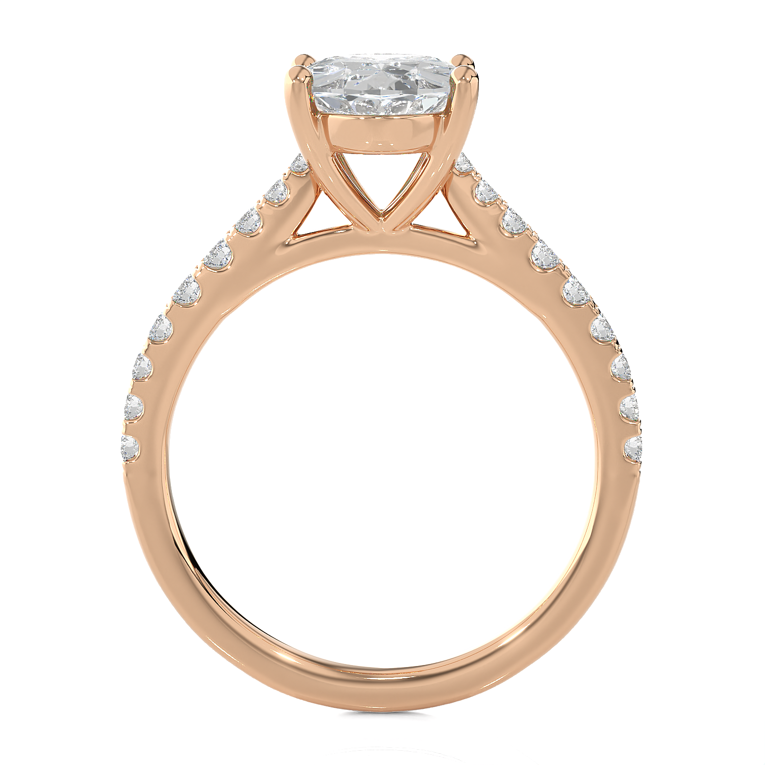 2 1/2 ctw Oval Lab Grown Diamond Side Stone Engagement Ring