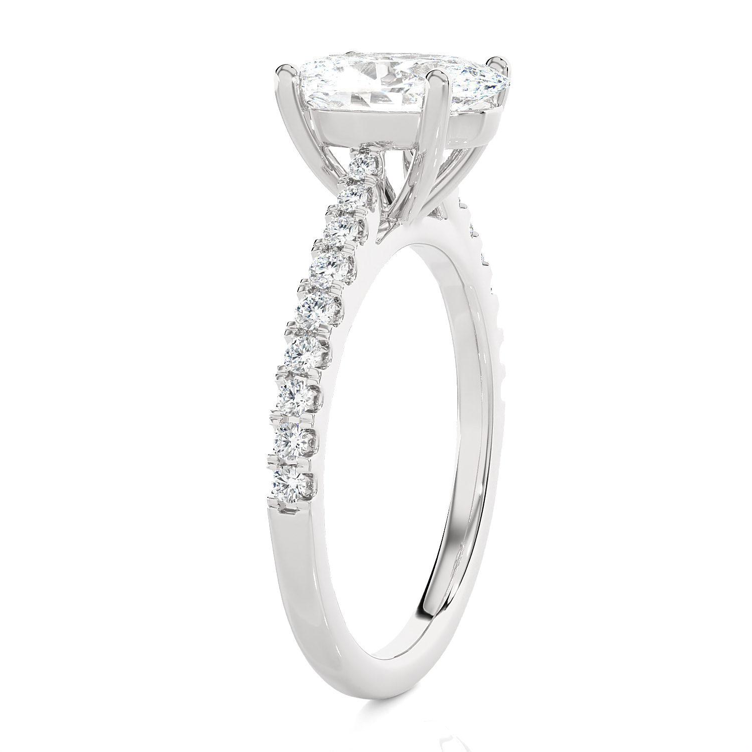 2 1/2 ctw Oval Lab Grown Diamond Side Stone Engagement Ring