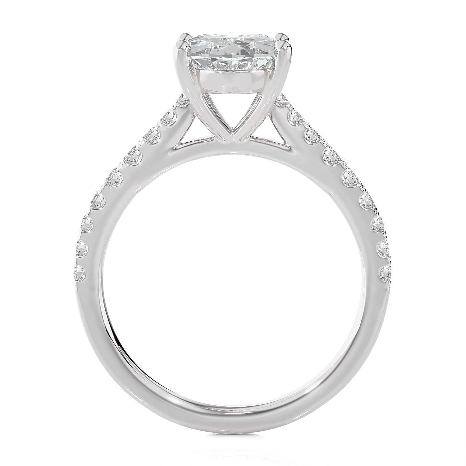 2 1/2 ctw Oval Lab Grown Diamond Side Stone Engagement Ring