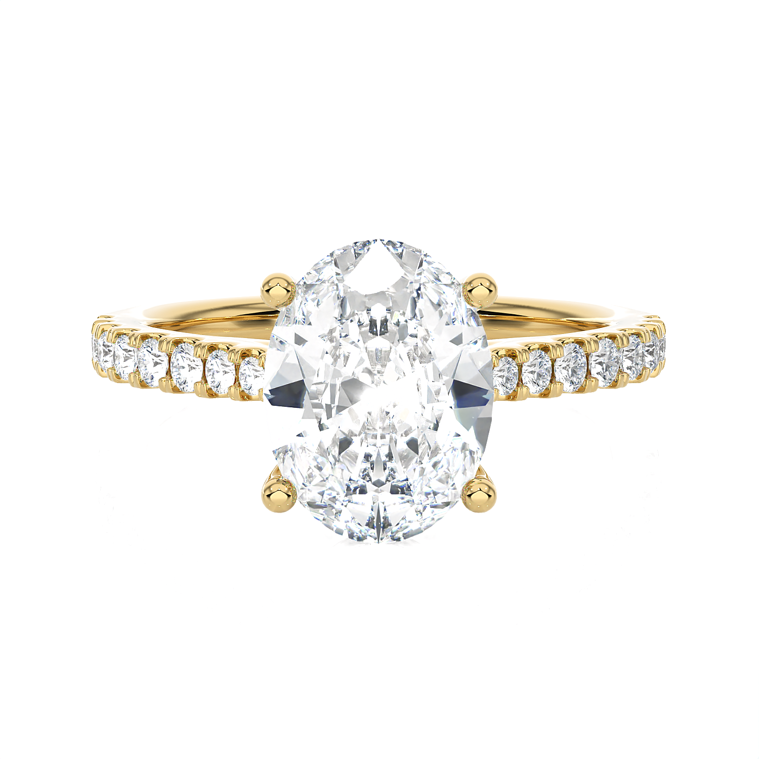 2 1/2 ctw Oval Lab Grown Diamond Side Stone Engagement Ring