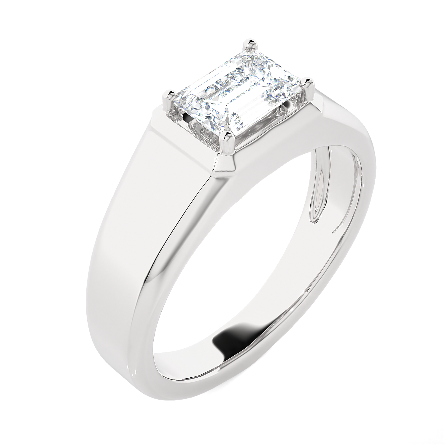 Emerald-Cut Lab Grown Diamond Solitaire Engagement Ring