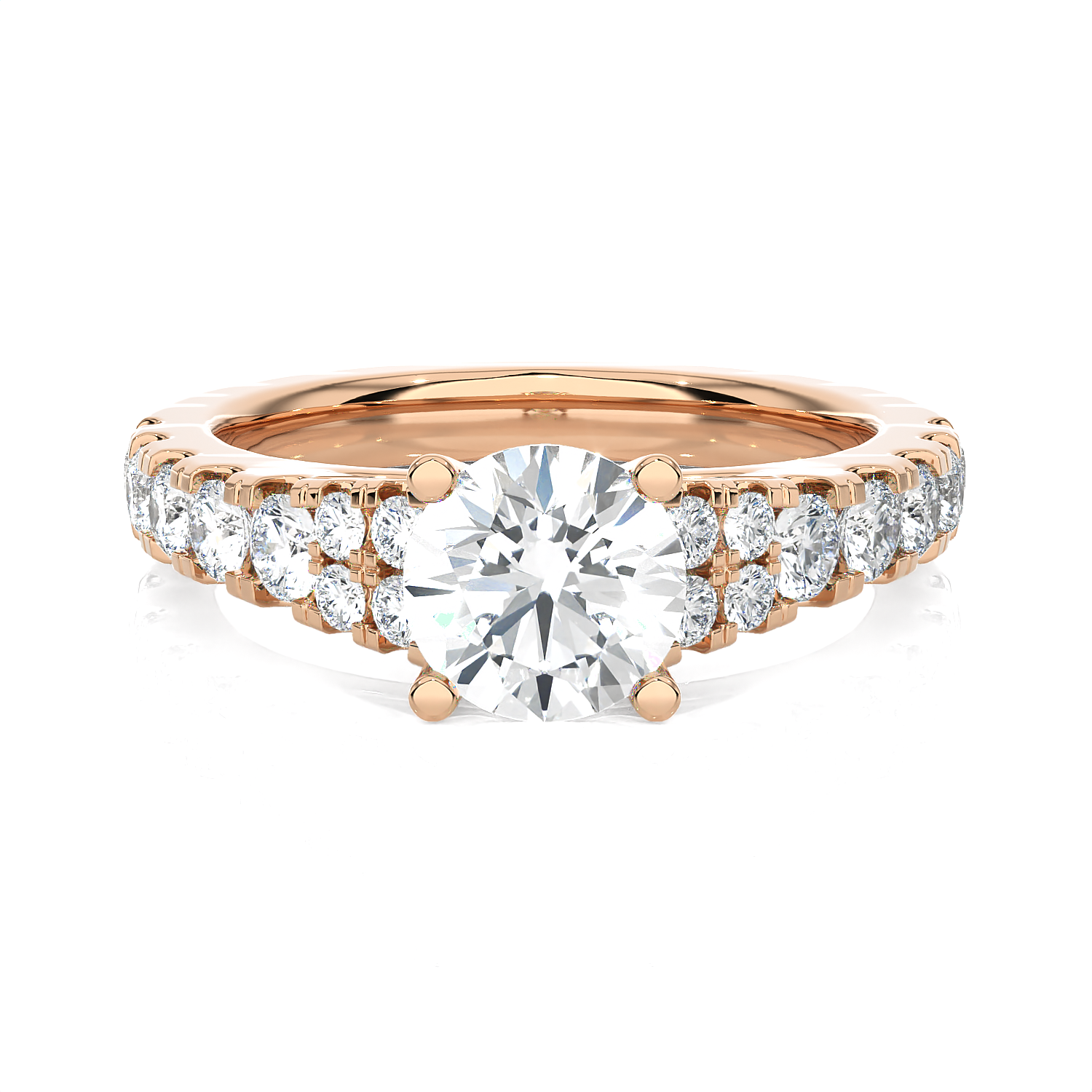 Round Lab Grown Diamond Side Stone Engagement Ring
