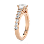 Round Lab Grown Diamond Side Stone Engagement Ring