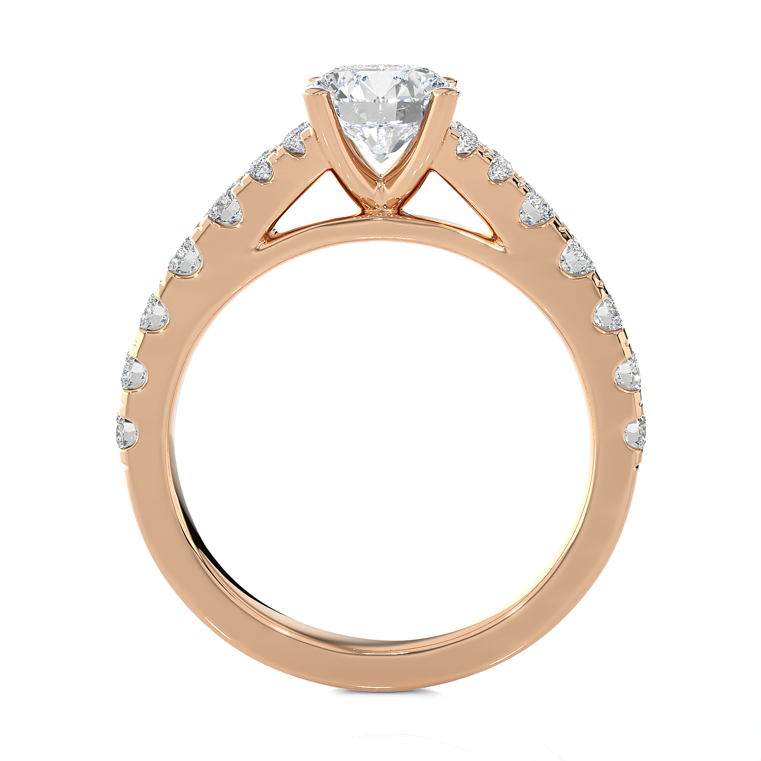 Round Lab Grown Diamond Side Stone Engagement Ring
