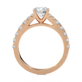 Round Lab Grown Diamond Side Stone Engagement Ring