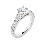 Round Lab Grown Diamond Side Stone Engagement Ring