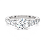 Round Lab Grown Diamond Side Stone Engagement Ring
