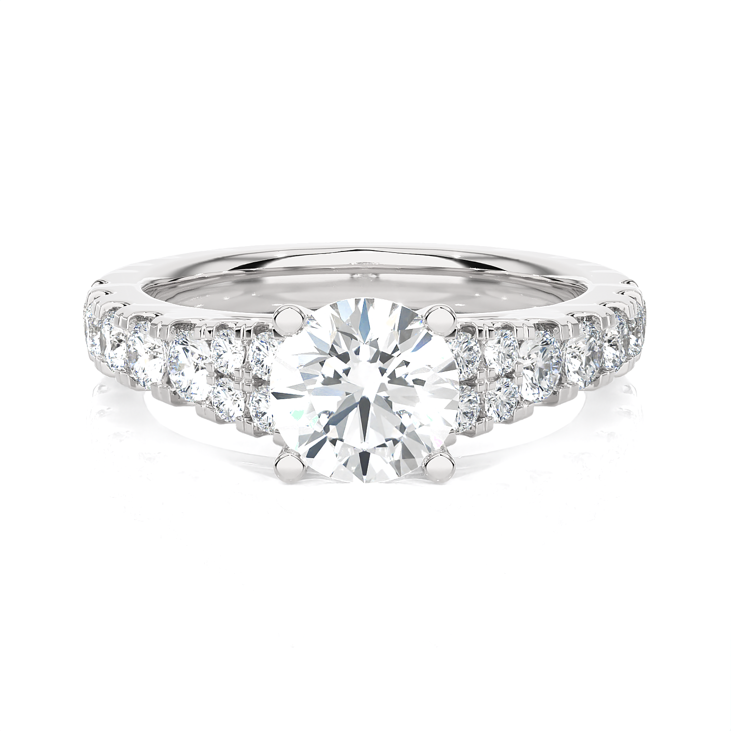 Round Lab Grown Diamond Side Stone Engagement Ring