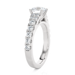 Round Lab Grown Diamond Side Stone Engagement Ring