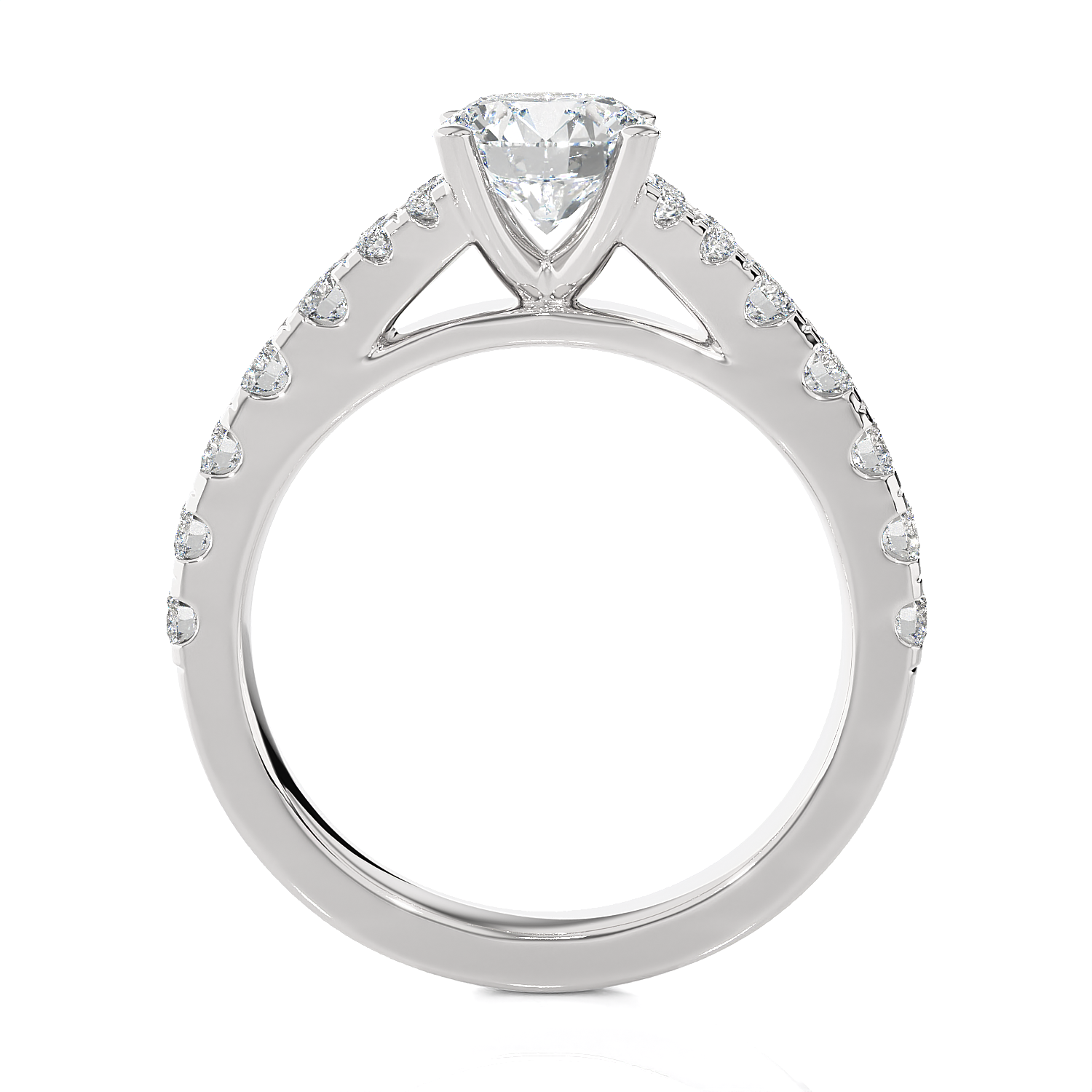 Round Lab Grown Diamond Side Stone Engagement Ring