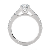 Round Lab Grown Diamond Side Stone Engagement Ring