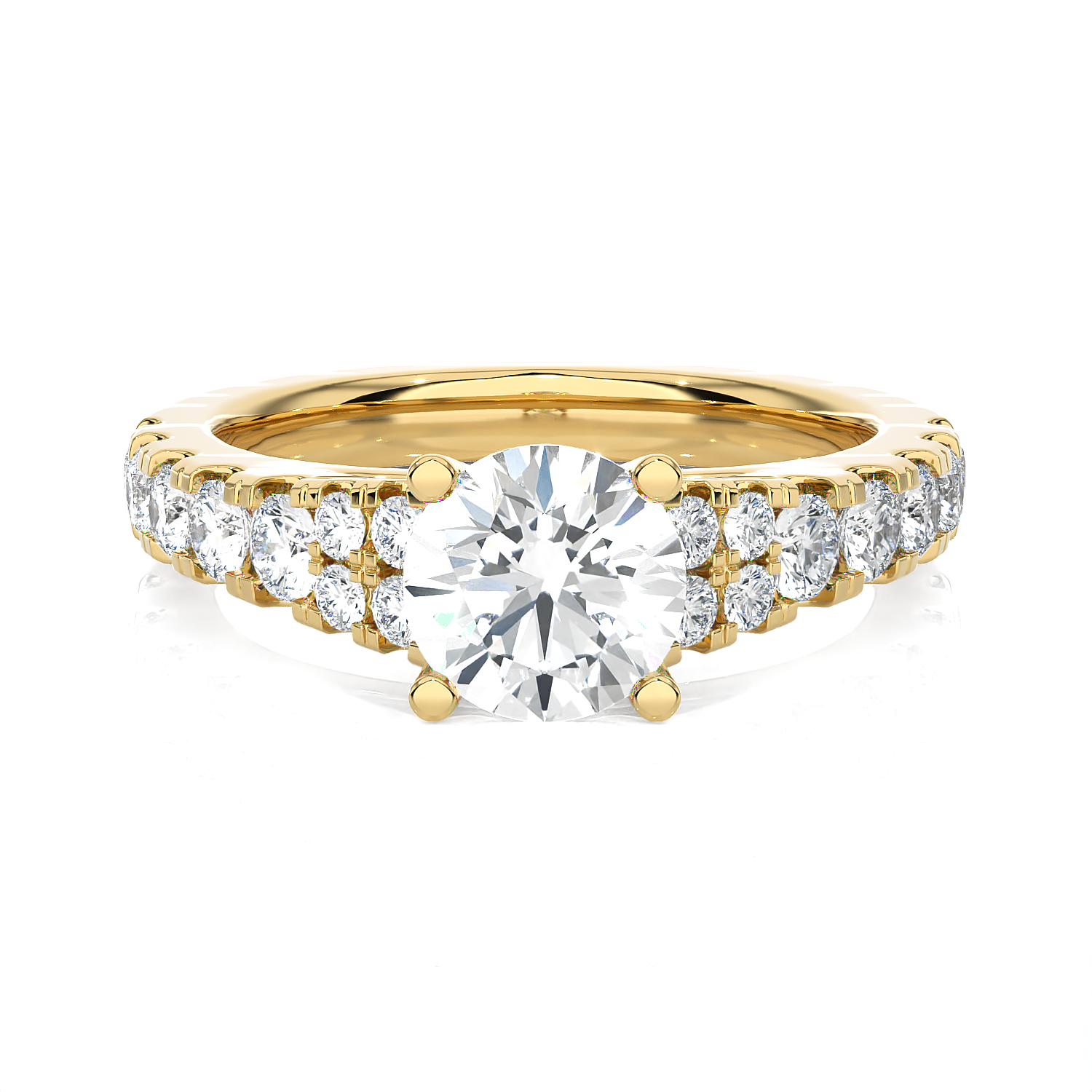 Round Lab Grown Diamond Side Stone Engagement Ring