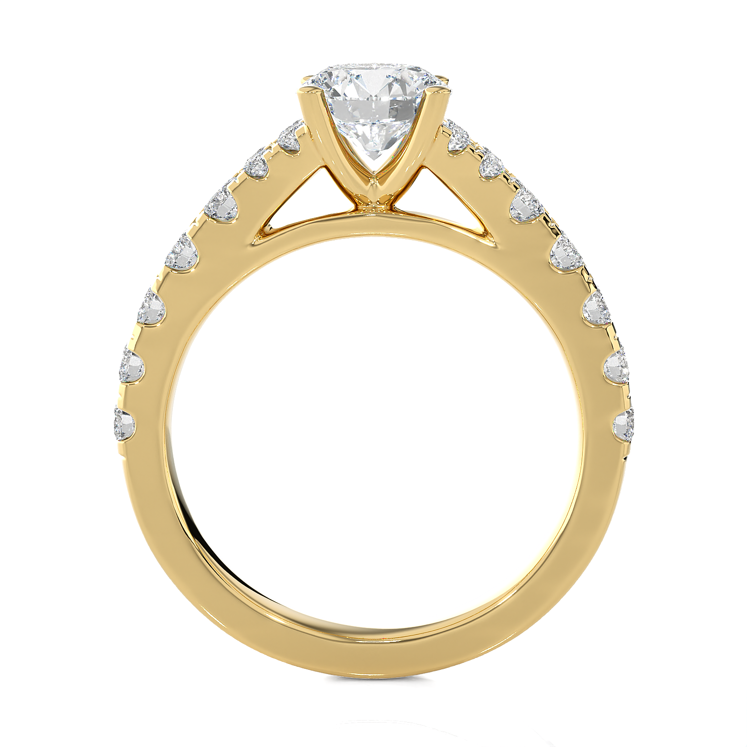 Round Lab Grown Diamond Side Stone Engagement Ring