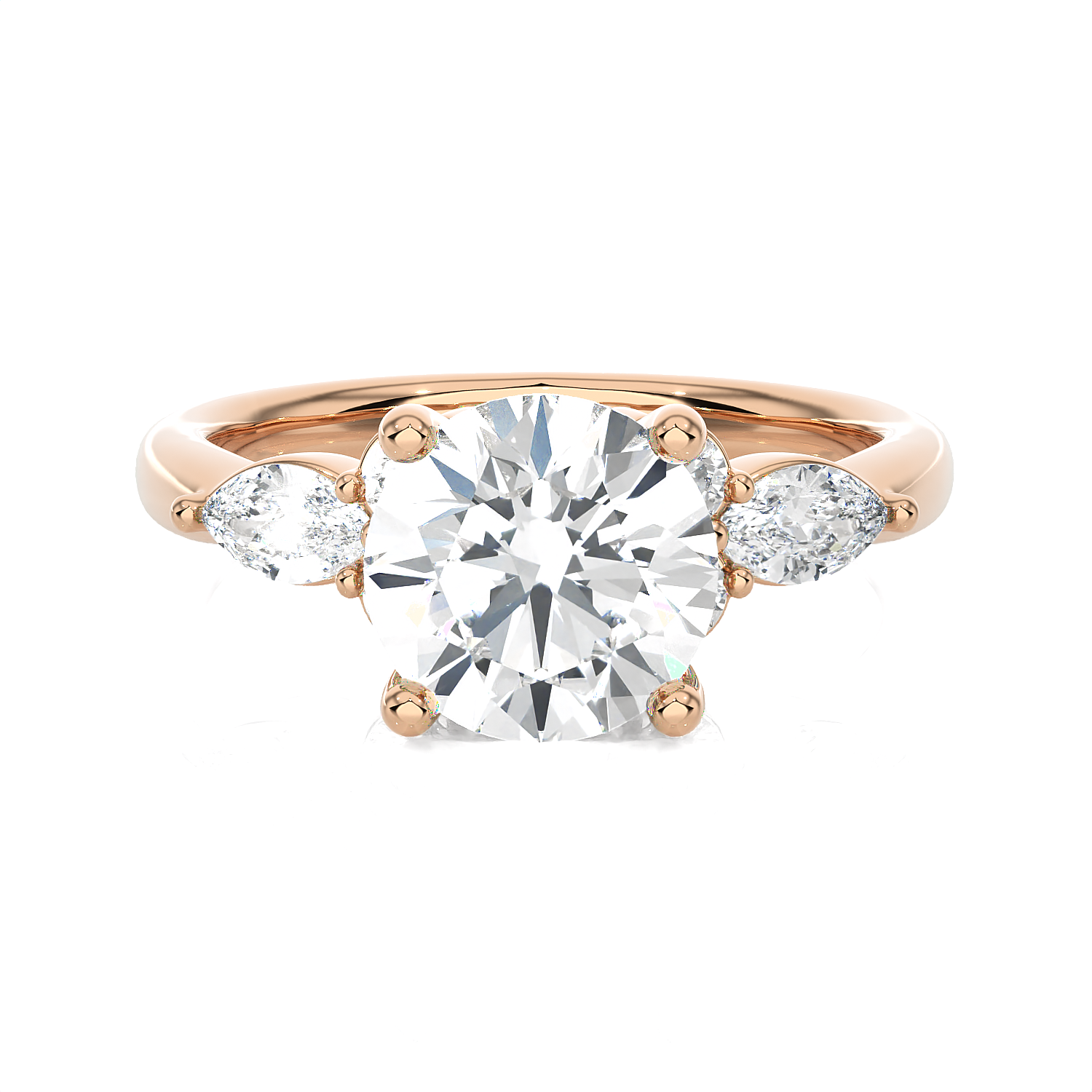 2 5/8 ctw Round Lab Grown Diamond Side Stone Engagement Ring