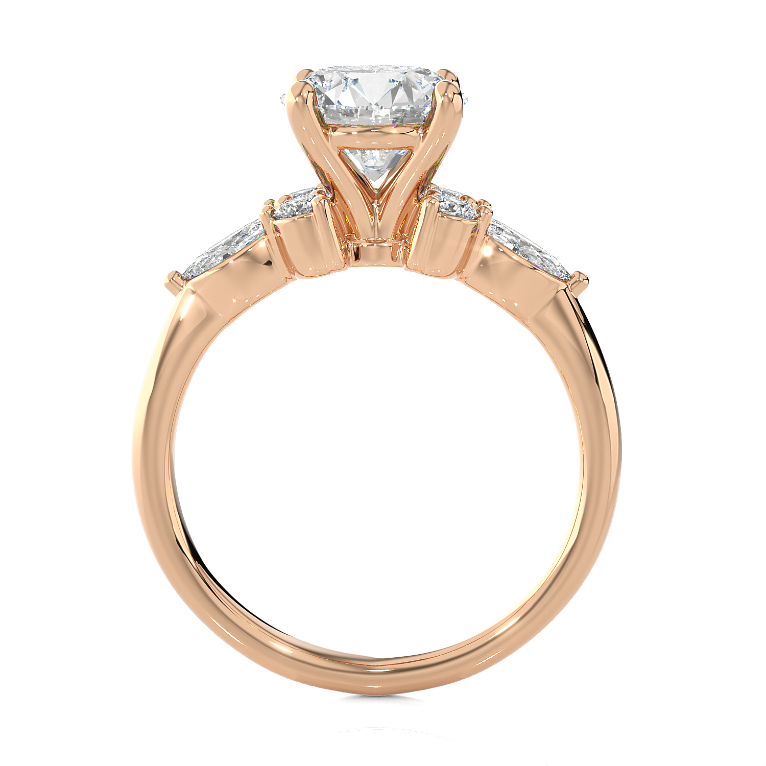 2 5/8 ctw Round Lab Grown Diamond Side Stone Engagement Ring