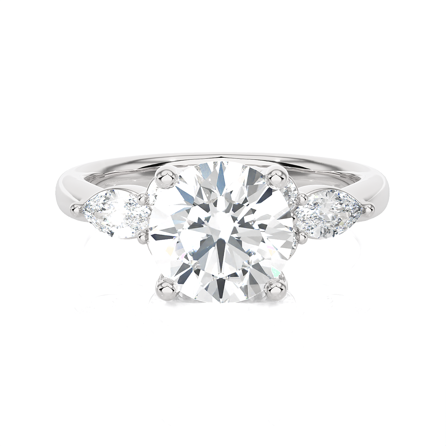 2 5/8 ctw Round Lab Grown Diamond Side Stone Engagement Ring