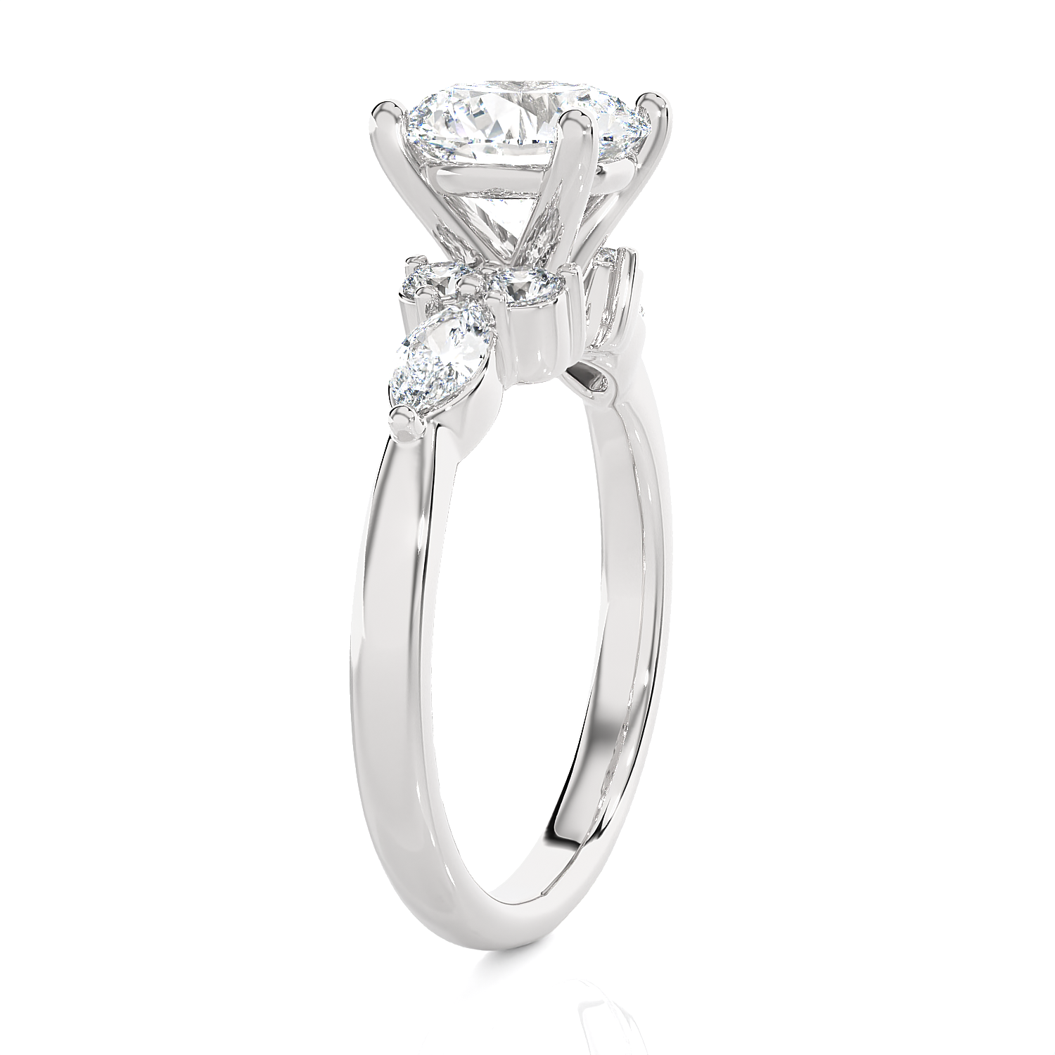 2 5/8 ctw Round Lab Grown Diamond Side Stone Engagement Ring