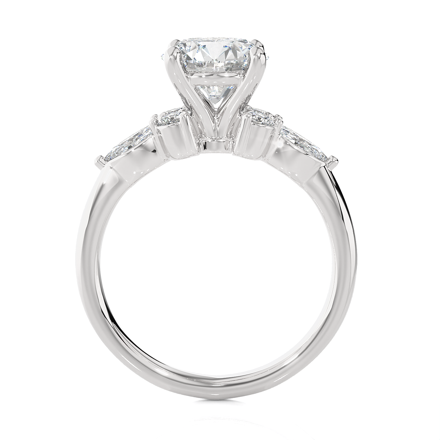 2 5/8 ctw Round Lab Grown Diamond Side Stone Engagement Ring