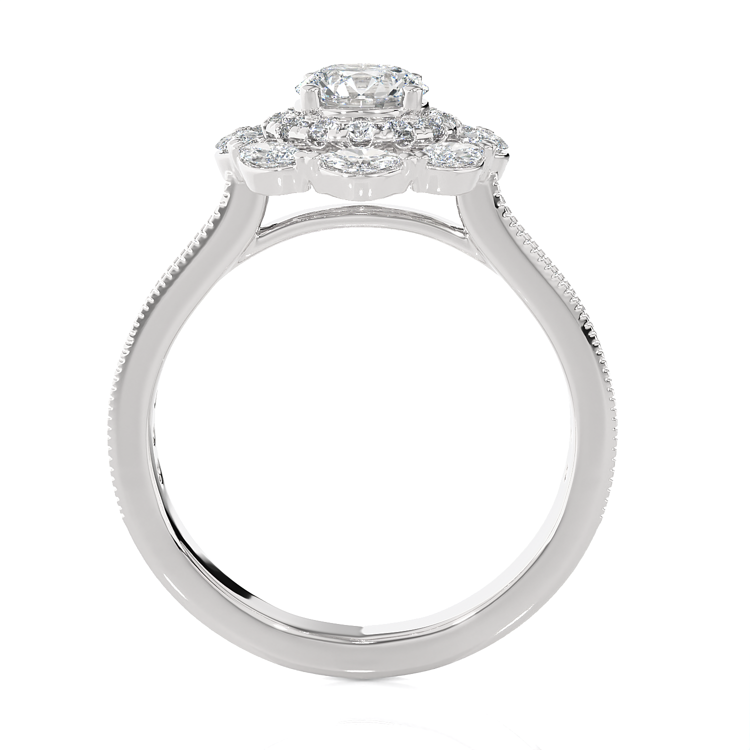 1 1/2 ctw Round Lab Grown Diamond Halo Engagement Ring