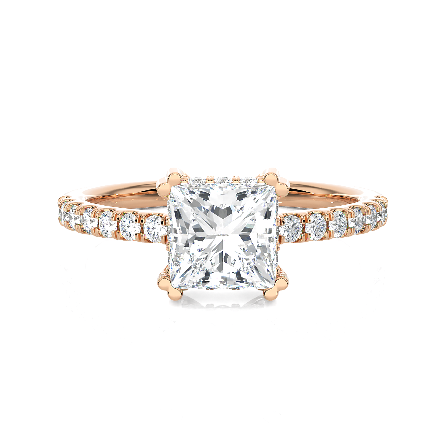 Round Lab Grown Diamond Side Stone Engagement Ring