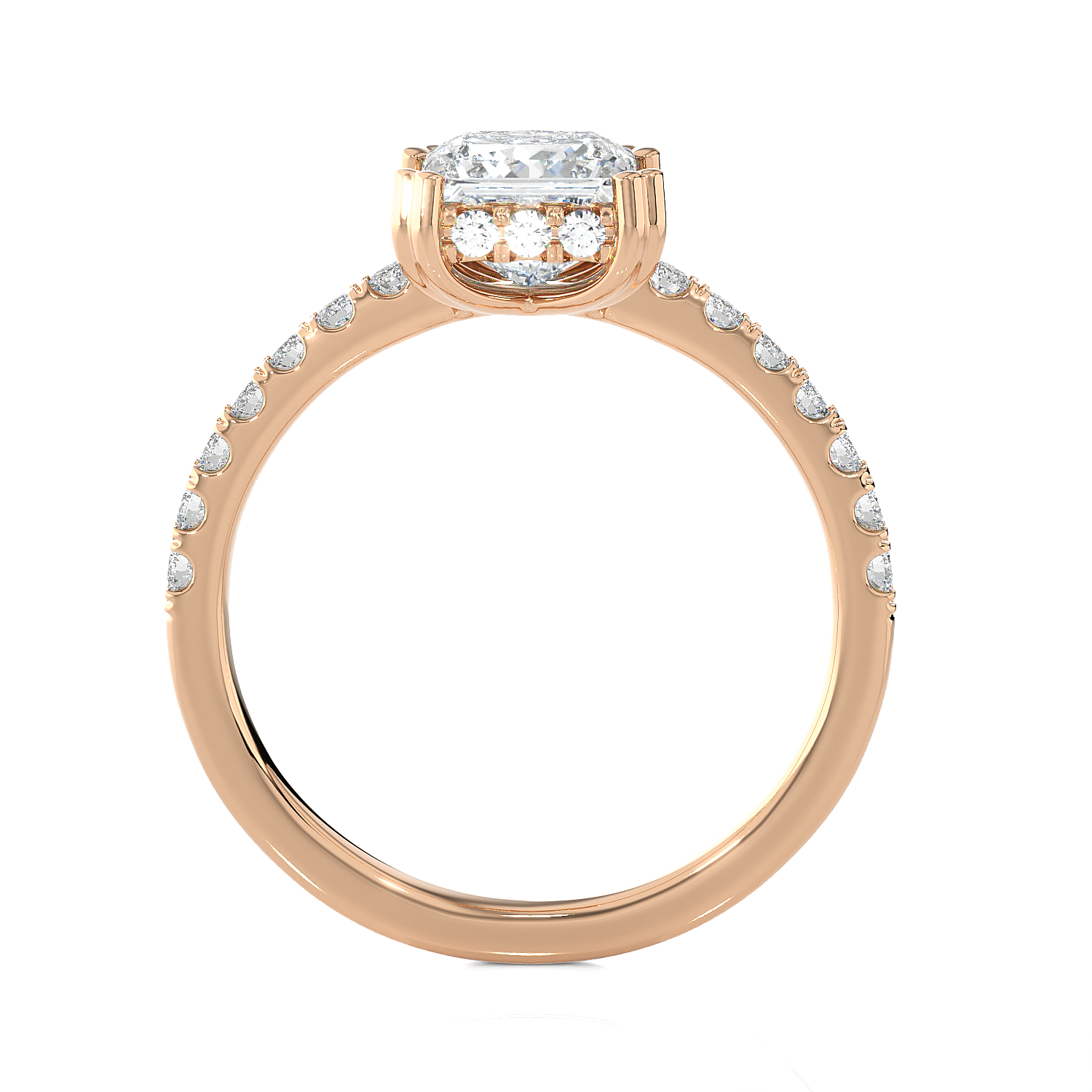 Round Lab Grown Diamond Side Stone Engagement Ring