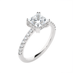 Round Lab Grown Diamond Side Stone Engagement Ring
