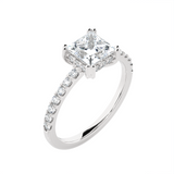 Round Lab Grown Diamond Side Stone Engagement Ring