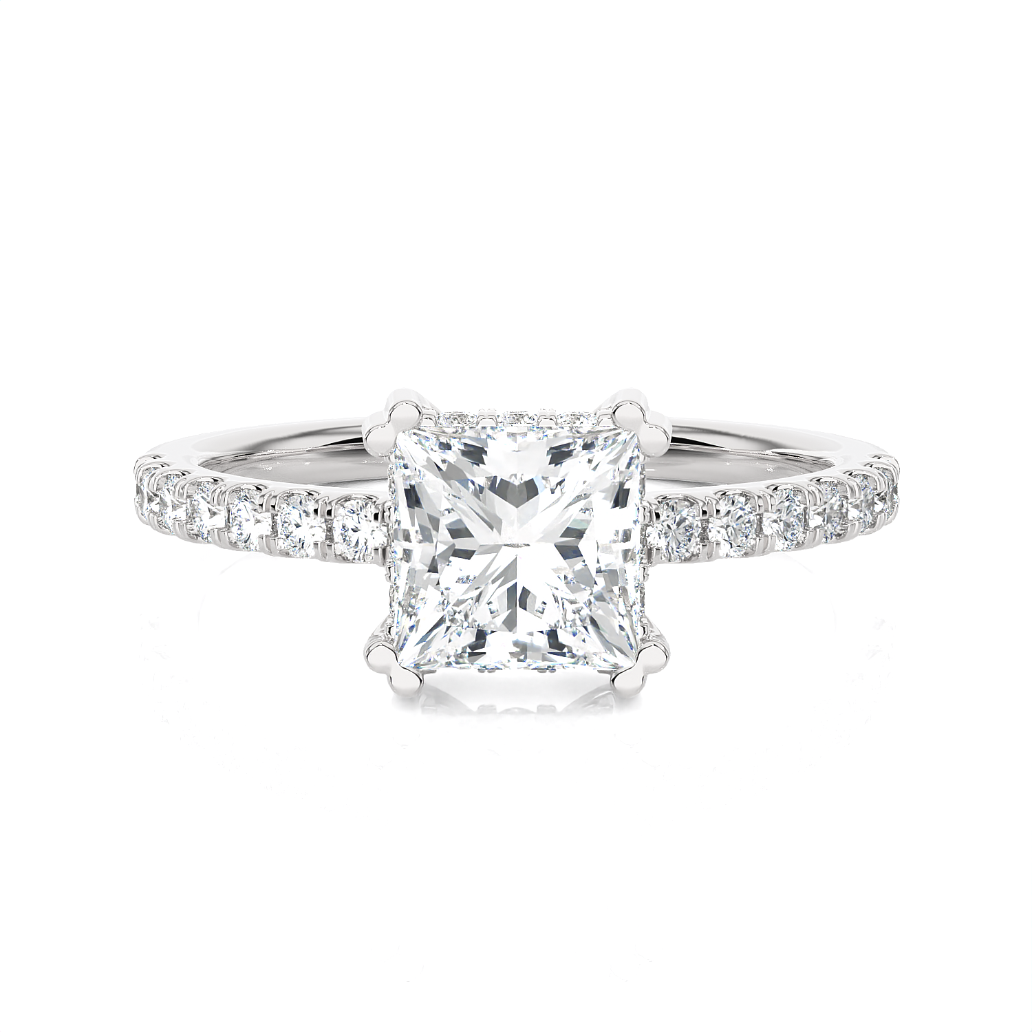 Round Lab Grown Diamond Side Stone Engagement Ring