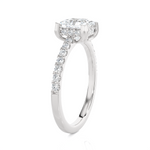 Round Lab Grown Diamond Side Stone Engagement Ring