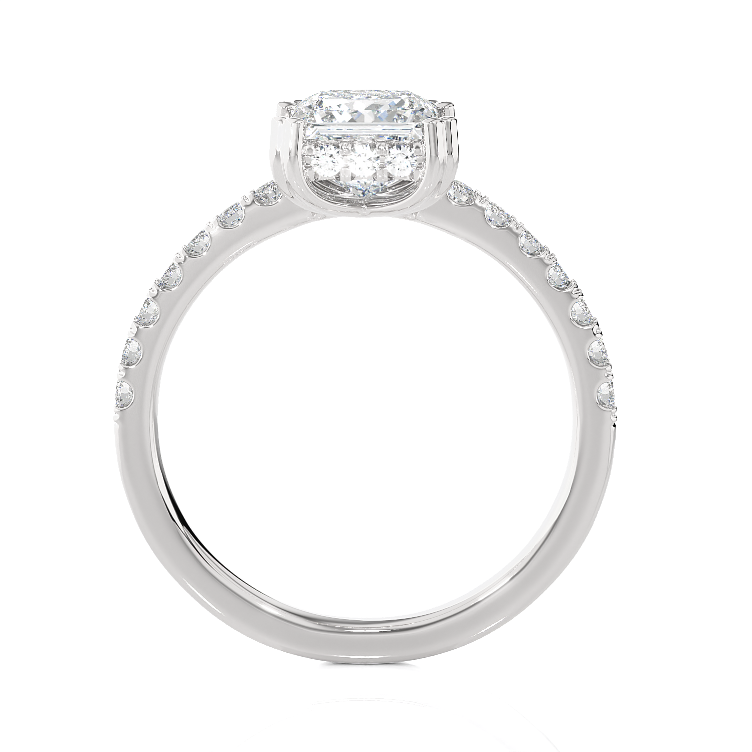 Round Lab Grown Diamond Side Stone Engagement Ring