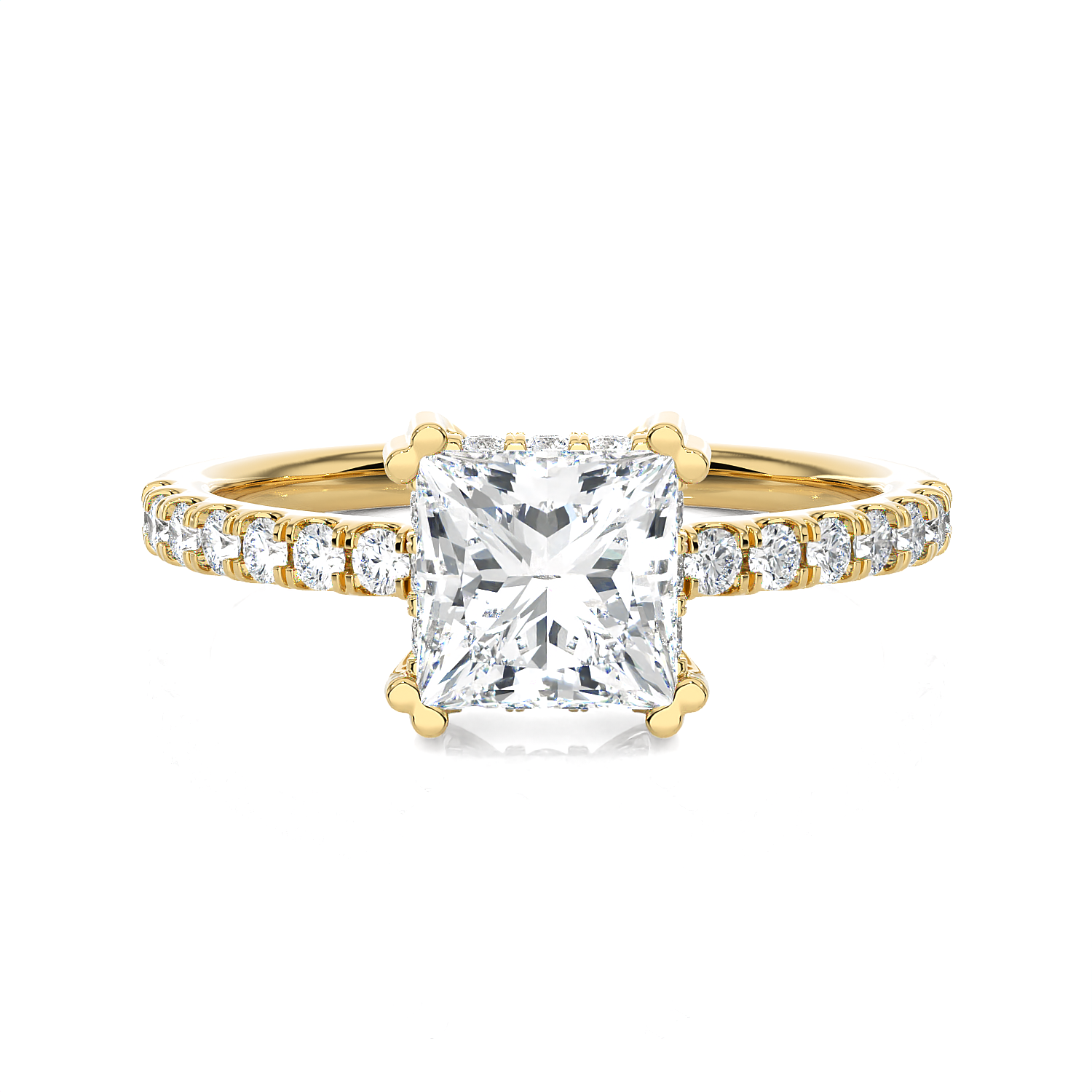 Round Lab Grown Diamond Side Stone Engagement Ring