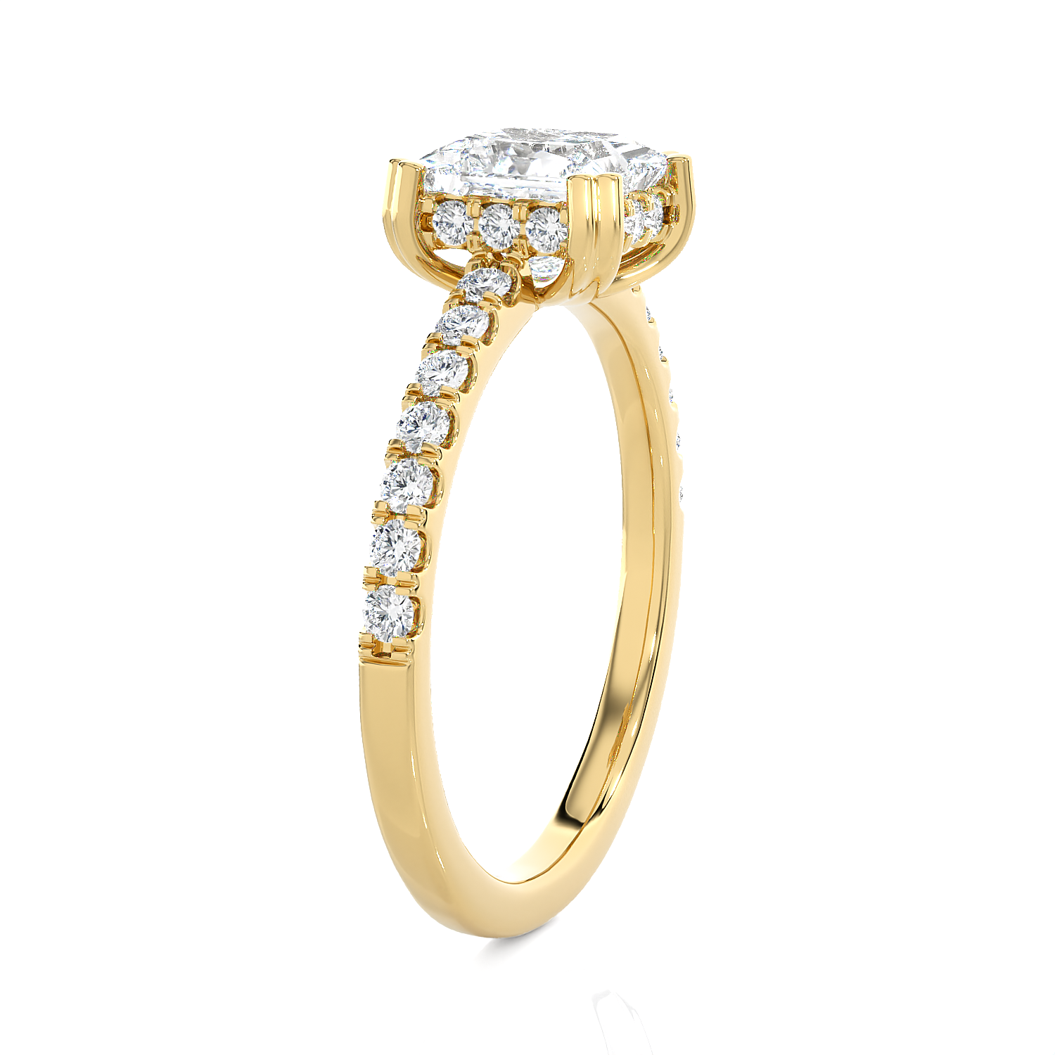 Round Lab Grown Diamond Side Stone Engagement Ring