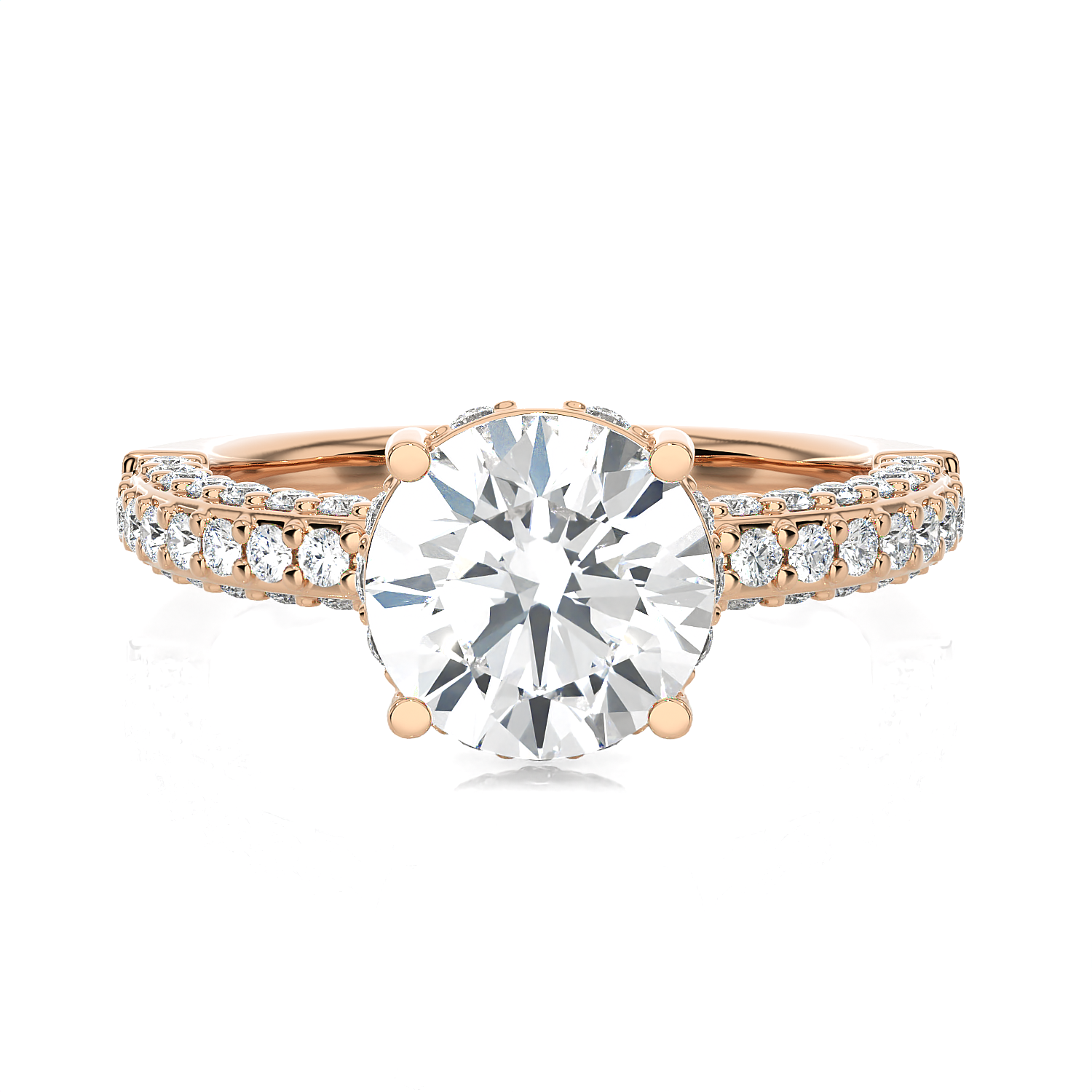 2 7/8 ctw Round Lab Grown Diamond Side Stone Engagement Ring