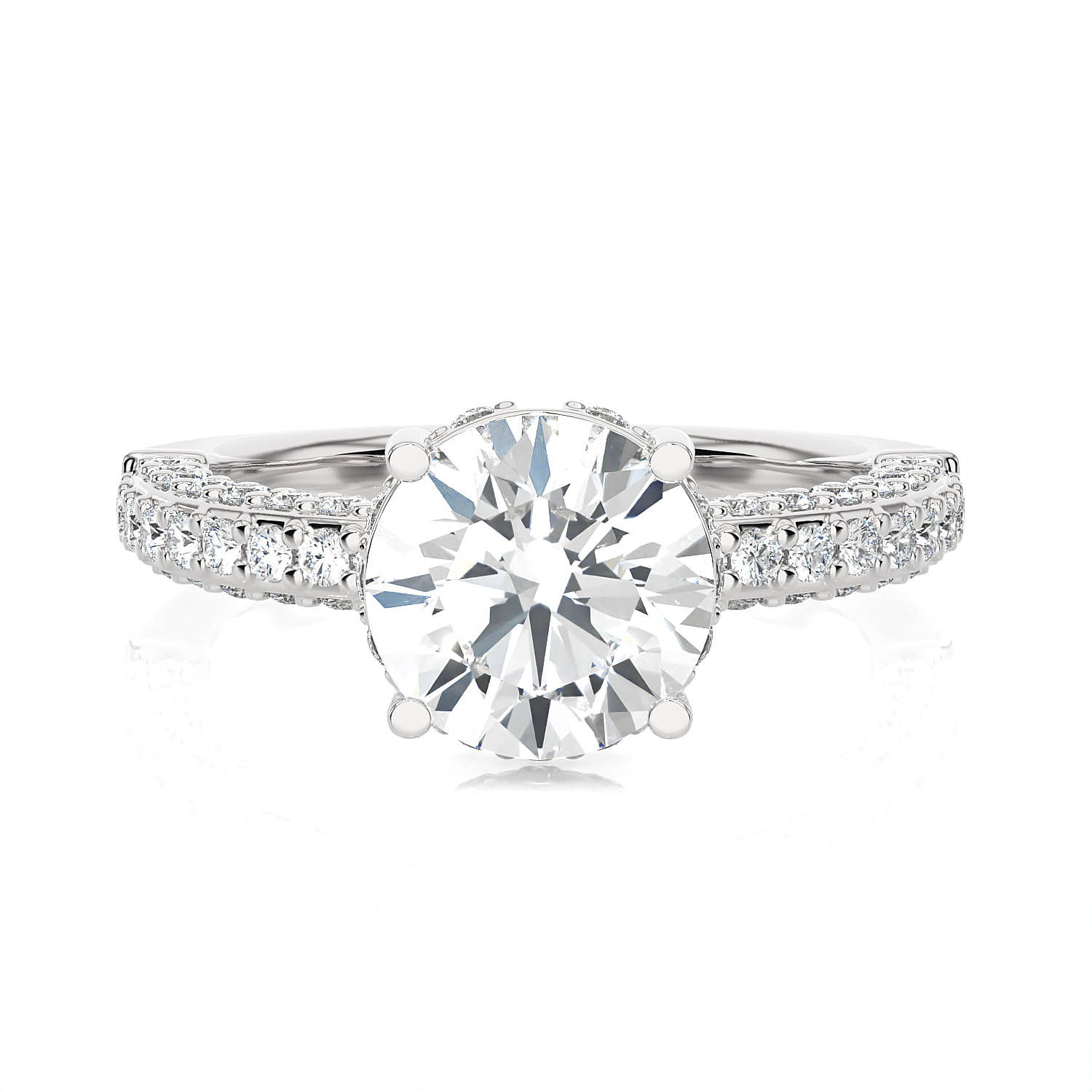 2 7/8 ctw Round Lab Grown Diamond Side Stone Engagement Ring