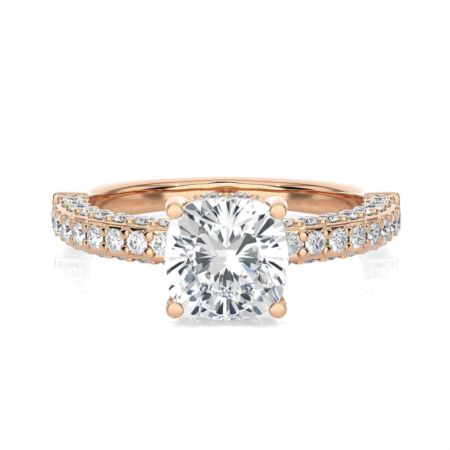 2 5/8 ctw Round Lab Grown Diamond Side Stone Engagement Ring