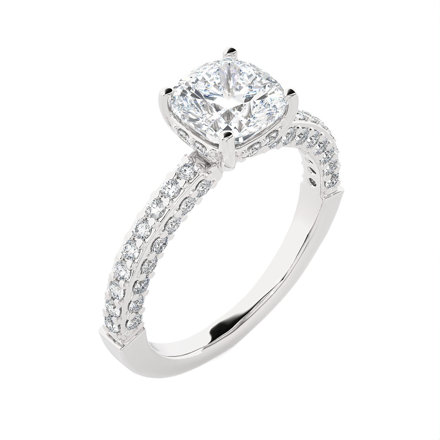 2 5/8 ctw Round Lab Grown Diamond Side Stone Engagement Ring