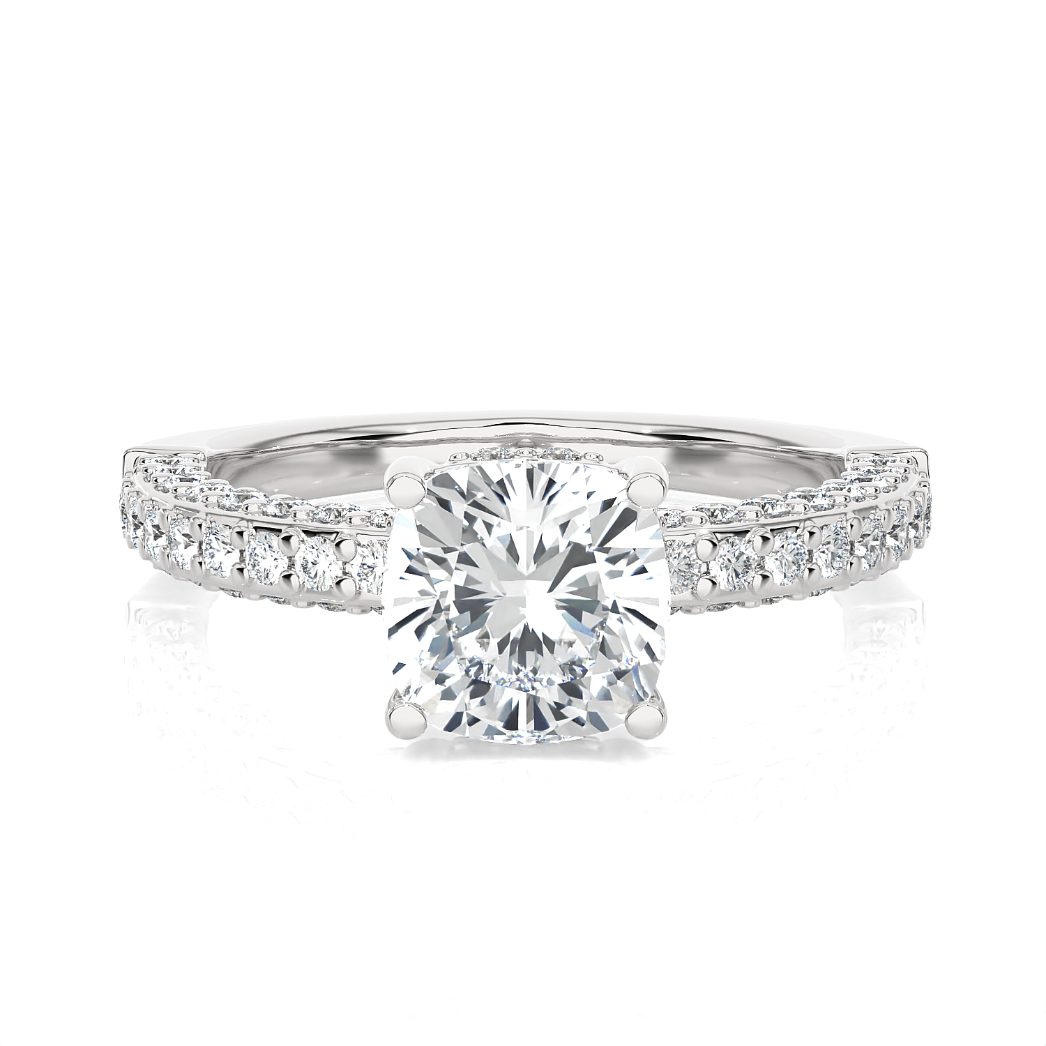 2 5/8 ctw Round Lab Grown Diamond Side Stone Engagement Ring