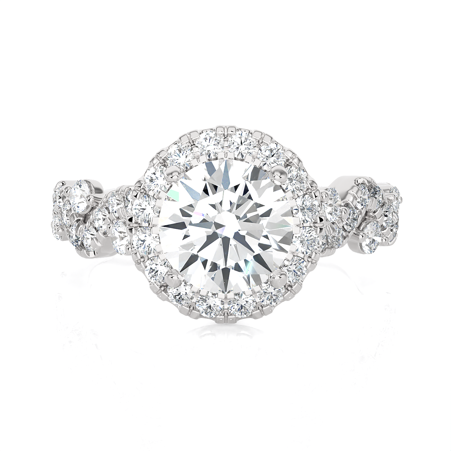 2 3/8 ctw Round Lab Grown Diamond Halo Engagement Ring