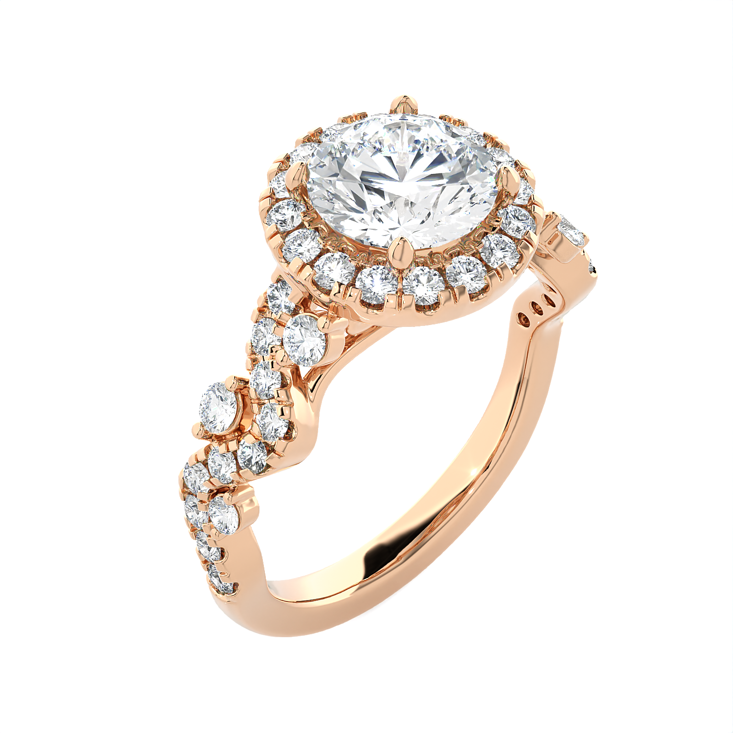 1 1/5 ctw Round Lab Grown Diamond Halo Engagement Ring