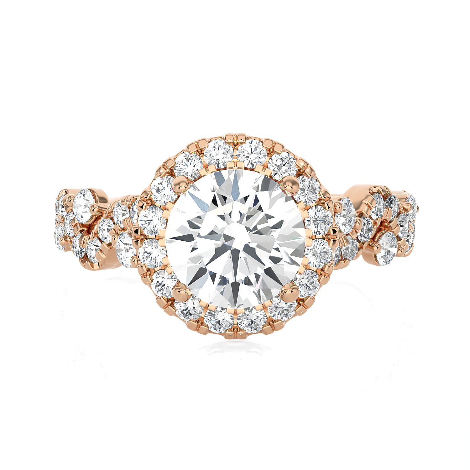 1 1/5 ctw Round Lab Grown Diamond Halo Engagement Ring