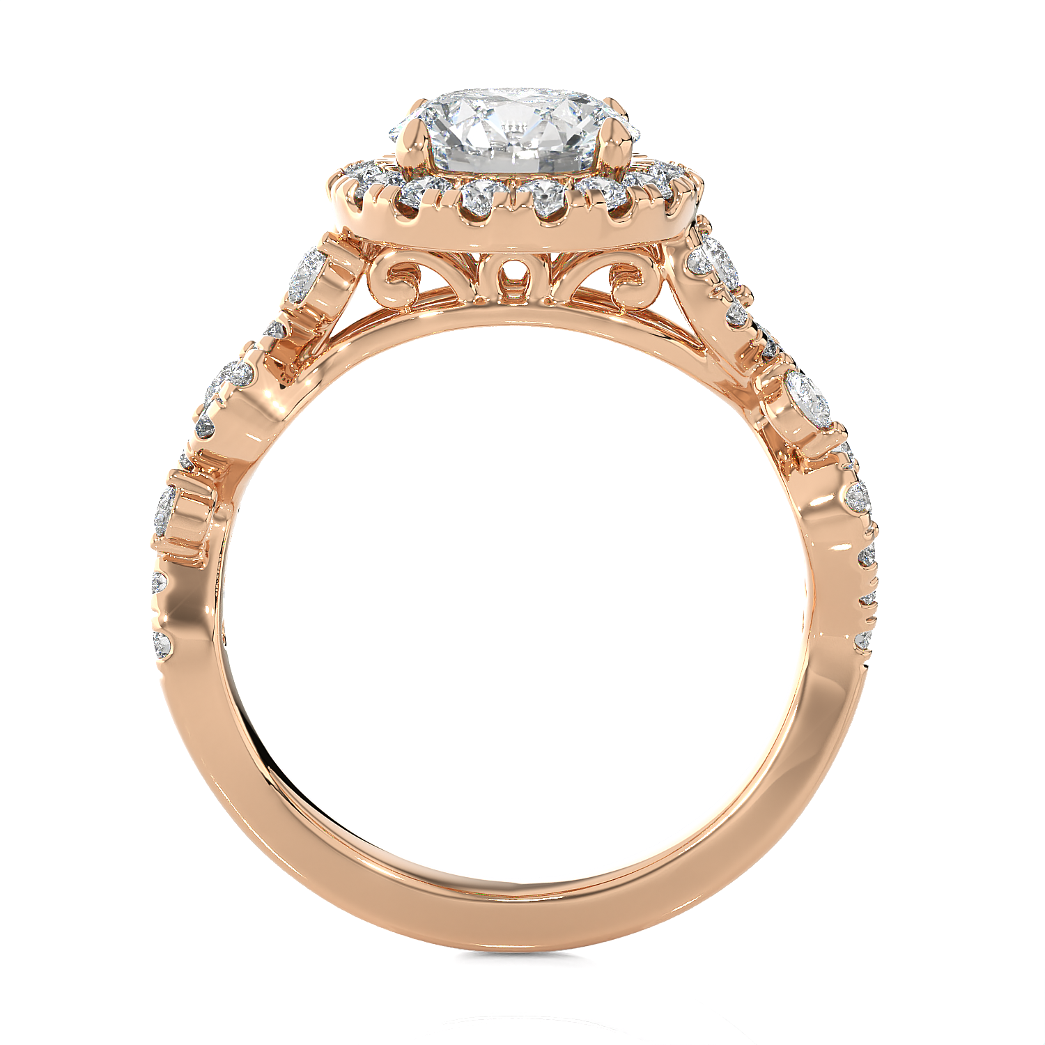 1 1/5 ctw Round Lab Grown Diamond Halo Engagement Ring