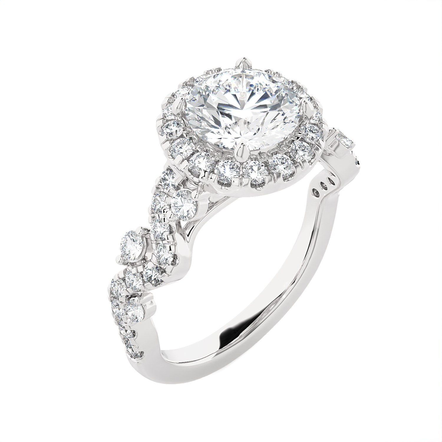 1 1/5 ctw Round Lab Grown Diamond Halo Engagement Ring