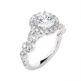 1 1/5 ctw Round Lab Grown Diamond Halo Engagement Ring