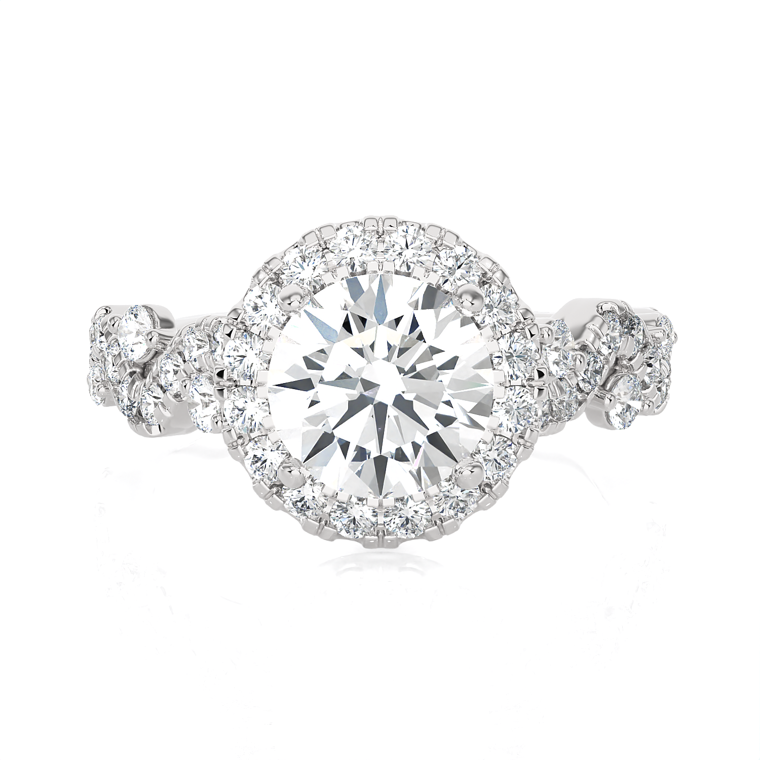 1 1/5 ctw Round Lab Grown Diamond Halo Engagement Ring